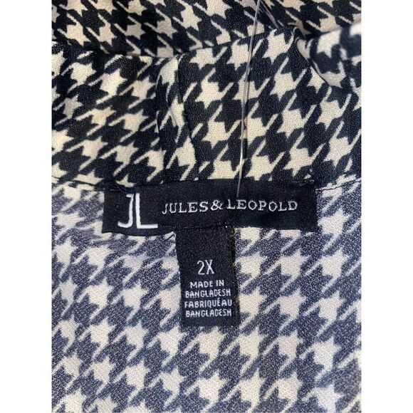 Jules & Leopold Womens Black White Houndstooth V-Neck Dolman Blouse Top Size 2X - Picture 3 of 3